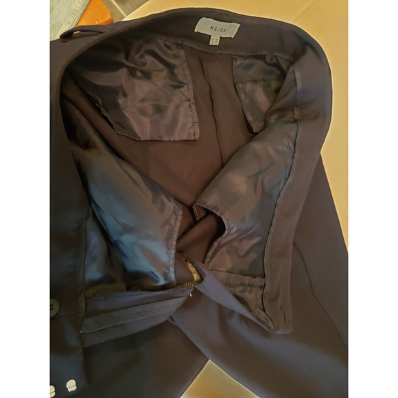 Reiss Joanne Navy Blue Trouser Dress Pants Size 12 Long Classic Neutral Business - Picture 9 of 12